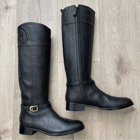 Tory Burch Marlene Riding Boots Tumbled Leather Black Size 9 NEW - Picture 6 of 14